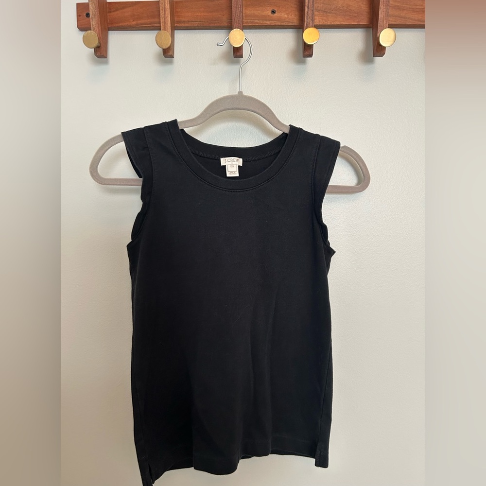 J. Crew Black Sleeveless top with Ruffle Edge Detail